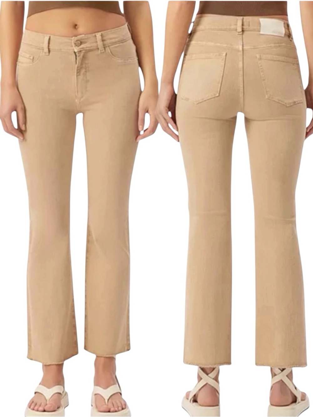 NWT DL1961 Bridget Boot High Rise Instasculpt Crop Jeans Size 24 Sand